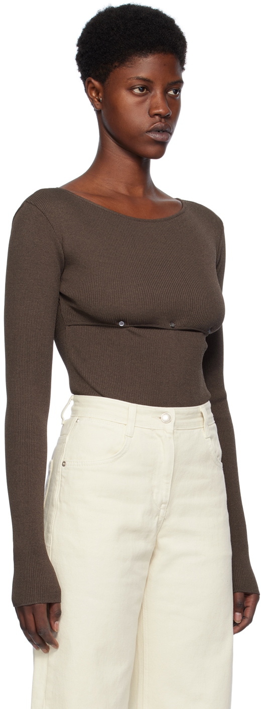 LOW CLASSIC Brown Cutout Sweater