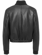 AMI PARIS Smooth Leather Logo Bomber Jacket