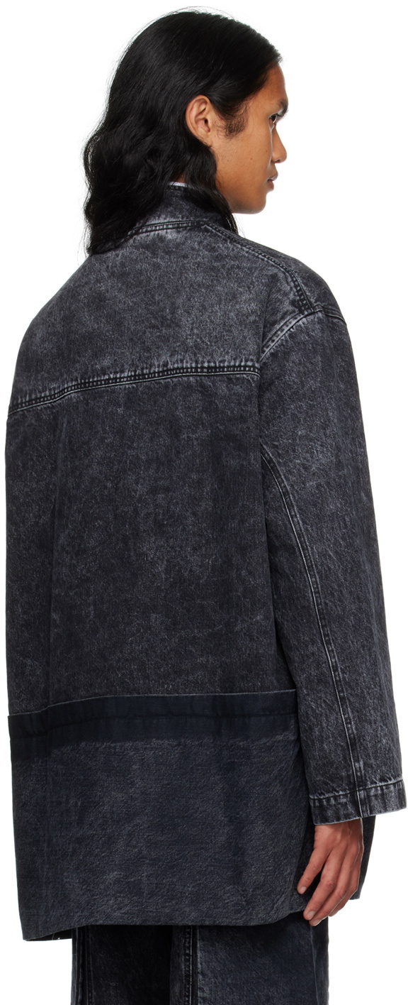 T/SEHNE Black Acid Wash Denim Jacket