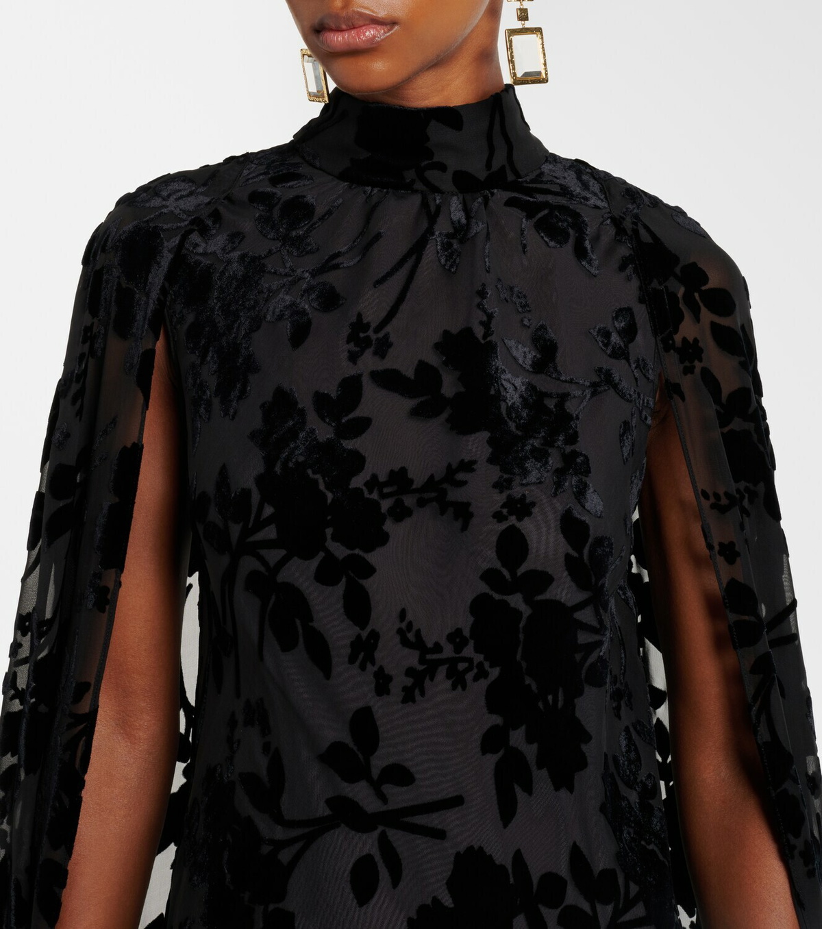 Rodarte Caped floral velvet devoré gown