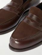 J.M. Weston - 180 Leather and Suede Penny Loafers - Brown