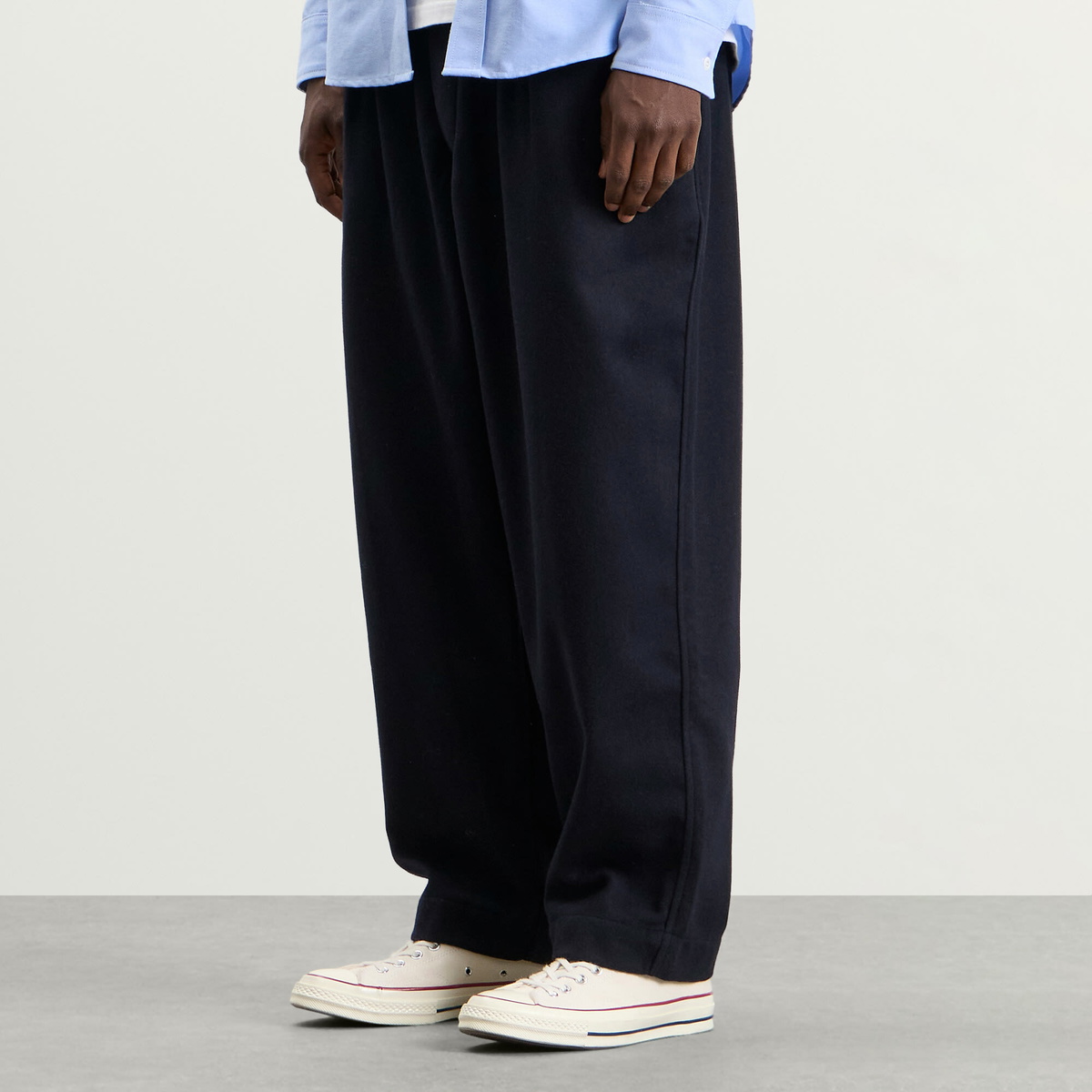 Universal Works Men's Dublin Wool Mix Oxford Pant in Dark Navy