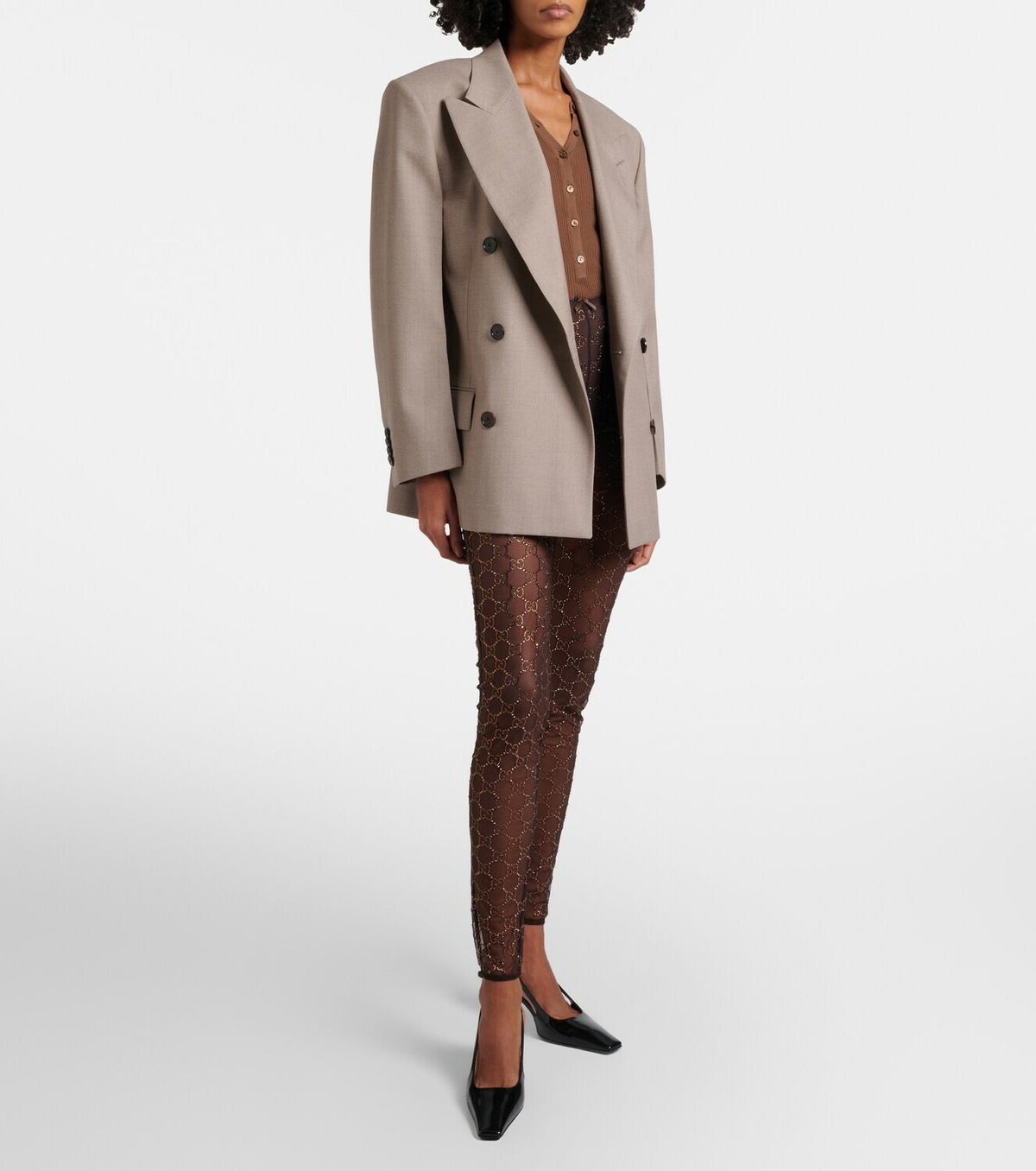 Gucci GG Crystal tulle leggings