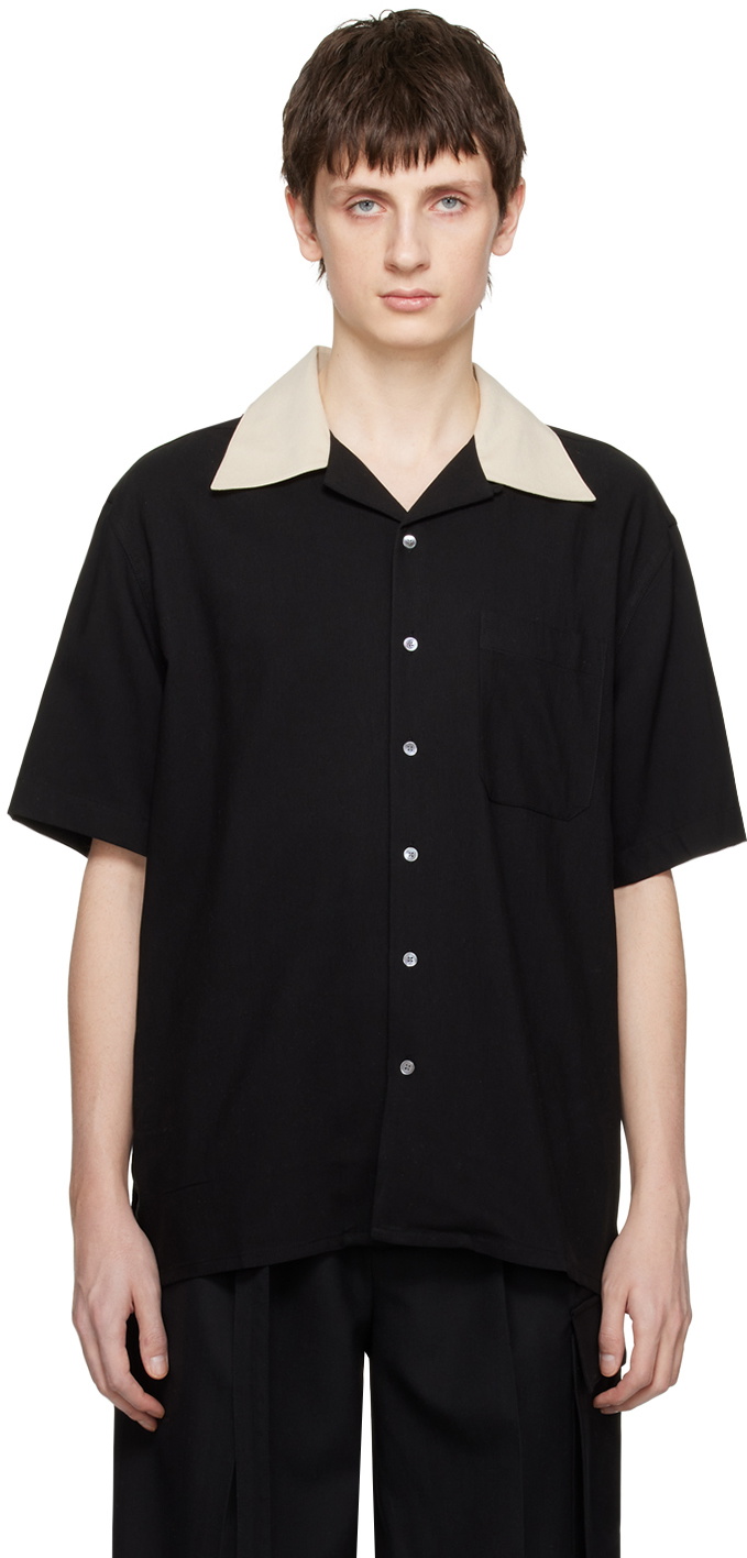 Dunst Black Open Collar Shirt