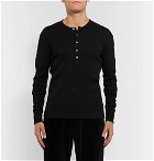TOM FORD - Ribbed Cotton-Jersey Henley T-Shirt - Black