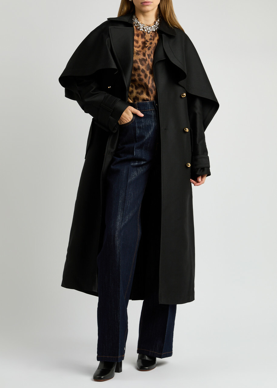 Zimmermann Cape Wool-blend Trench Coat Black