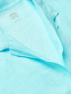 ALTEA - Baker Camp-Collar Linen Shirt - Blue - L