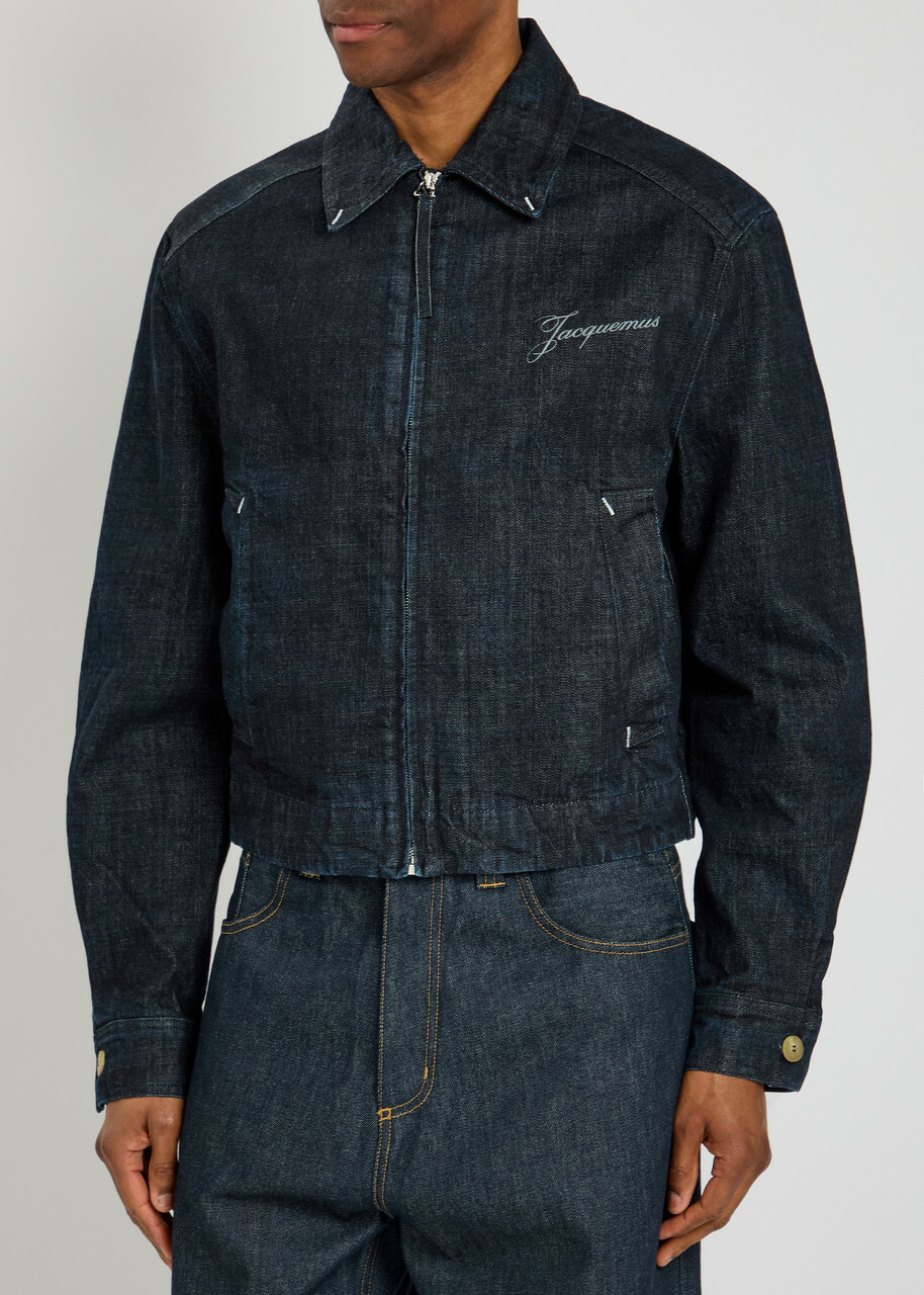 Jacquemus La Veste De-nîmes Crocodile-effect Canvas Jacket Navy