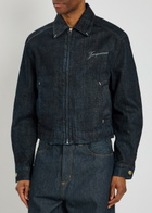 Jacquemus La Veste De-nîmes Crocodile-effect Canvas Jacket Navy