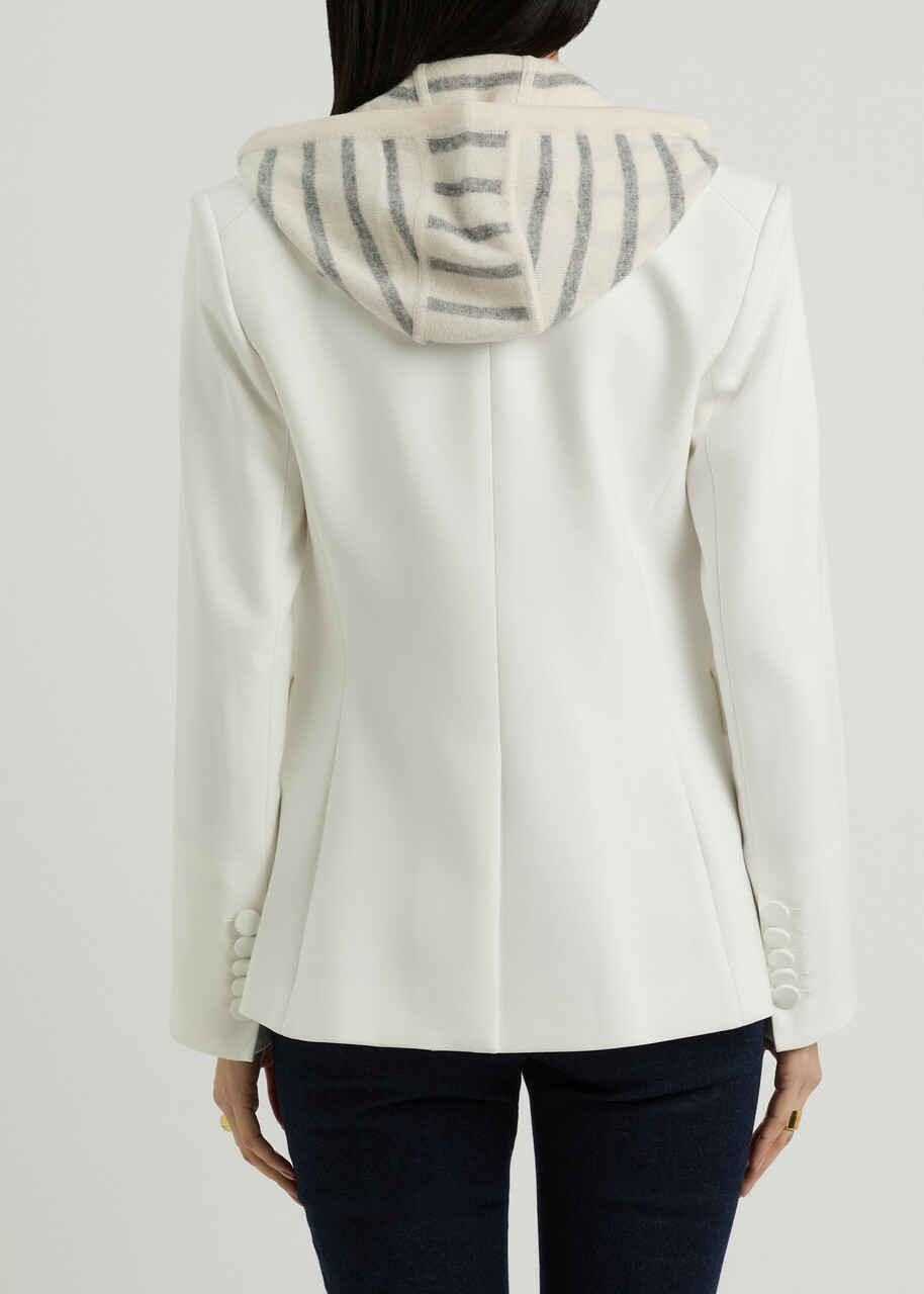 Veronica Beard Striped-intarsia Hooded Cashmere Dickey - Cream - One Size