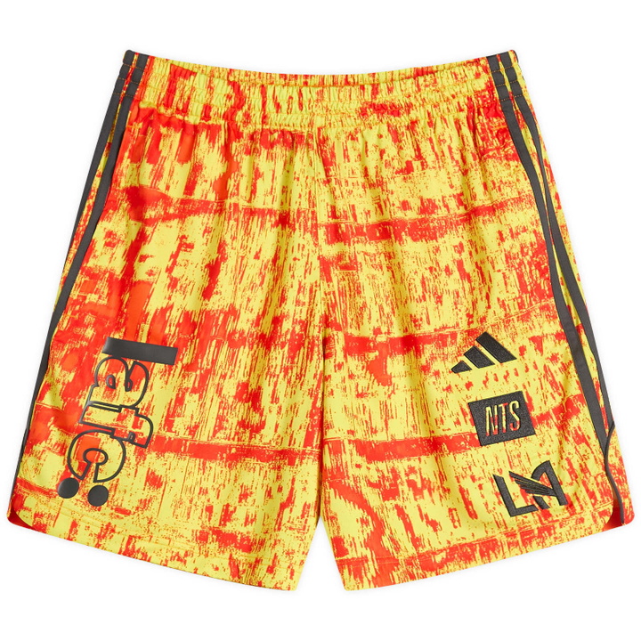 Photo: Adidas Los Angeles FC NTS Shorts in Fuchsia/Red/Yellow