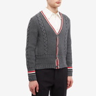 Thom Browne Men's Cable Knit Cardigan in Medium Grey