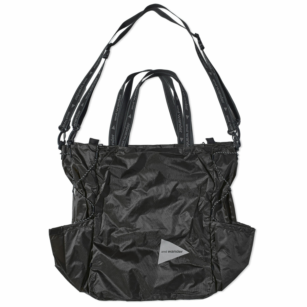 And Wander Mens Japanese CORDURA Logo Tote Bag Black