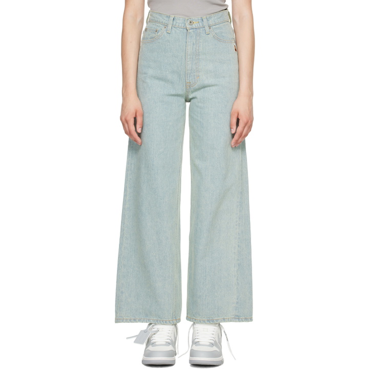 Photo: BAPE Blue Crystal Stone BAPE Sta Logo Baggy Jeans