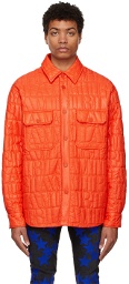 AMIRI Orange Quilted Logo Shirt Jacket