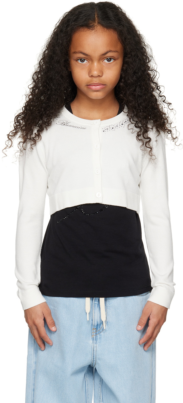 Miss Blumarine Kids White Maglia Aperta Cardigan 