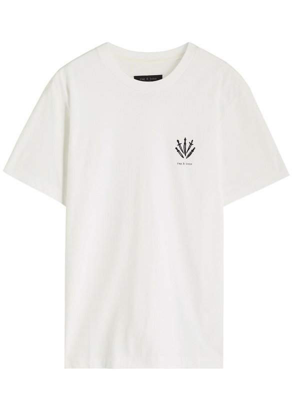 Photo: Rag & Bone Dagger Logo-embroidered Cotton T-shirt Ecru