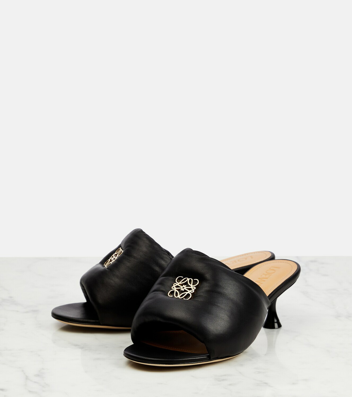 Loewe Anagram padded leather mules