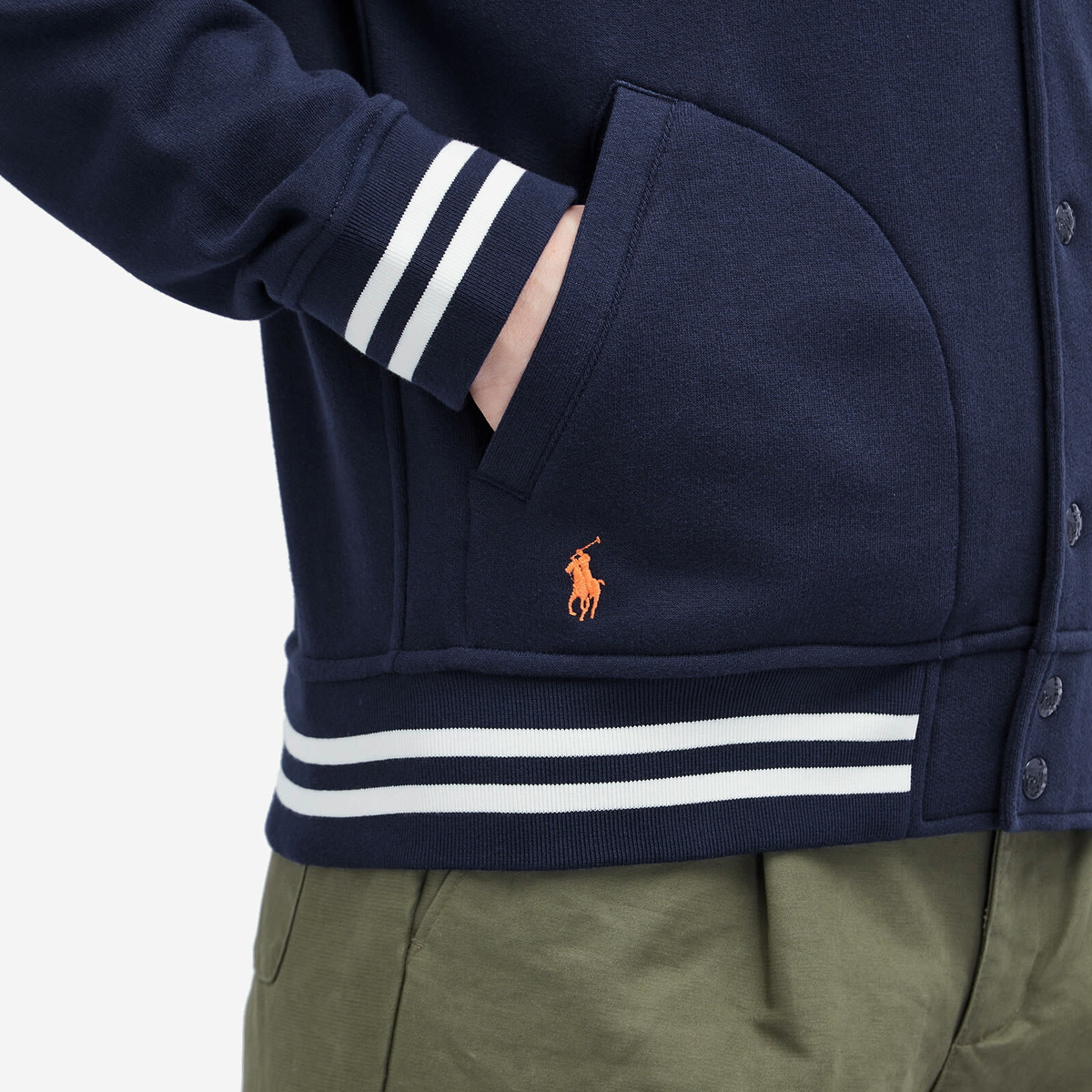 Polo Ralph Lauren Men's Fleece Baseball Jacket in Cruise Navy Polo