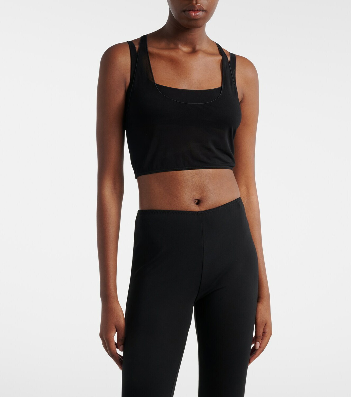 Gucci Layered semi-sheer crêpe jersey top