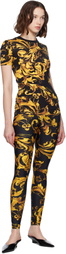 Versace Jeans Couture Black & Gold Lycra Barocco Leggings