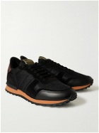 Valentino - Valentino Garavani Rockrunner Suede, Leather and Mesh Sneakers - Black