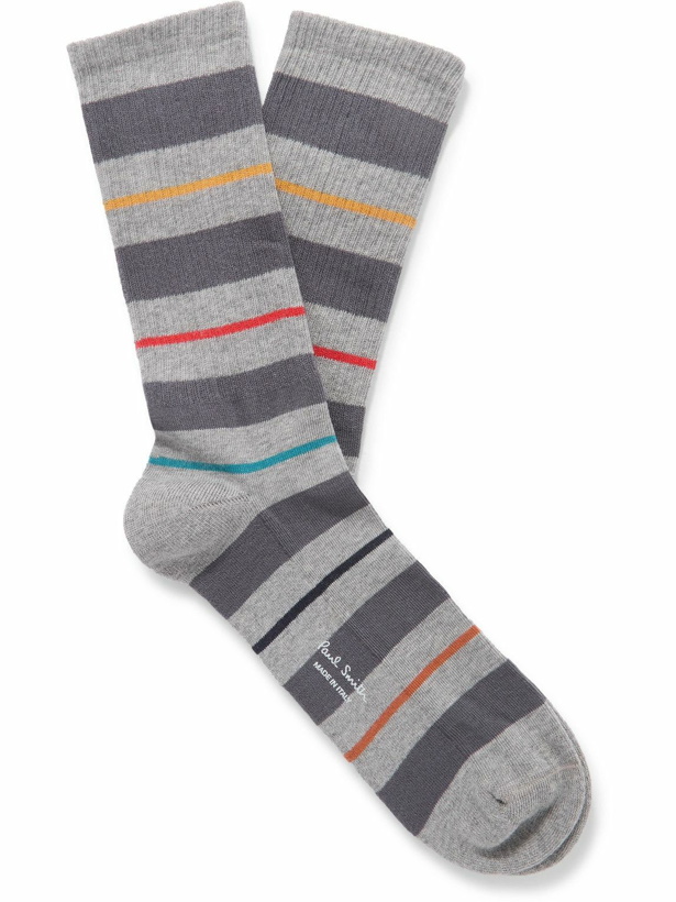 Photo: Paul Smith - Gallagher Striped Ribbed Cotton-Blend Socks