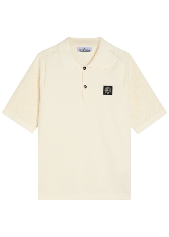 Photo: Stone Island Piqué Cotton Polo Shirt Ivory