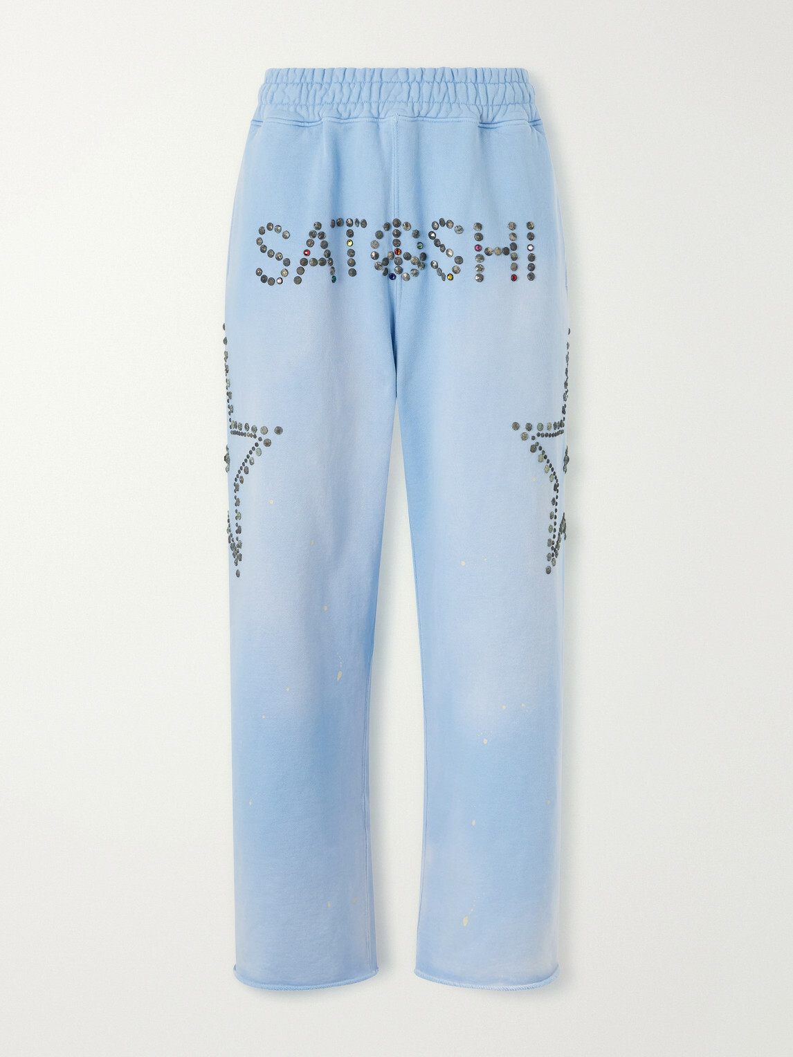 Satoshi Nakamoto - Straight-Leg Studded Cotton-Jersey Sweatpants - Blue