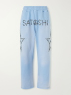 Satoshi Nakamoto - Straight-Leg Studded Cotton-Jersey Sweatpants - Blue