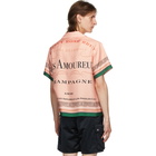 Amiri Pink Les Amoureux Champagne Silk Short Sleeve Shirt