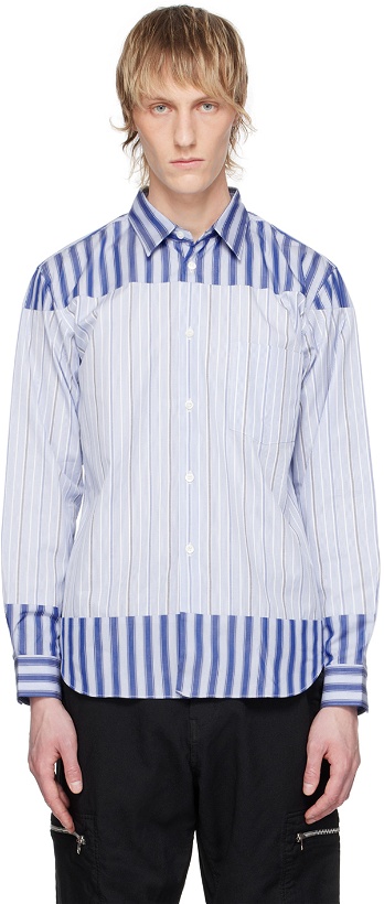 Photo: Comme des Garçons Homme Deux White & Blue Striped Shirt