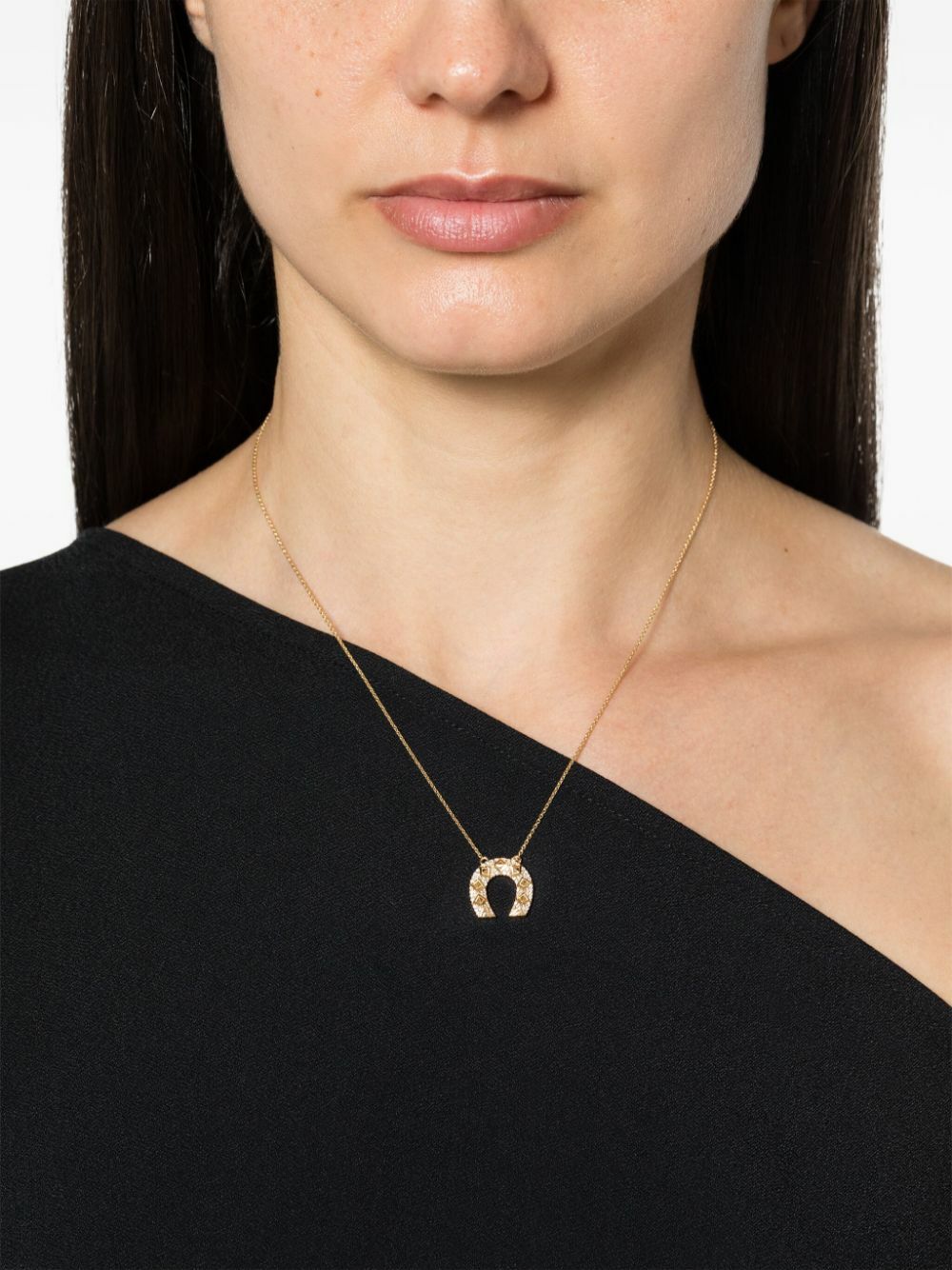 Harwell Godfrey 18K Yellow Gold Horseshoe Diamond Pendant Necklace