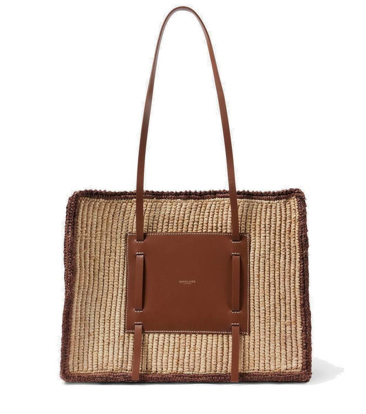 Photo: DeMellier Capri Medium raffia and leather tote bag