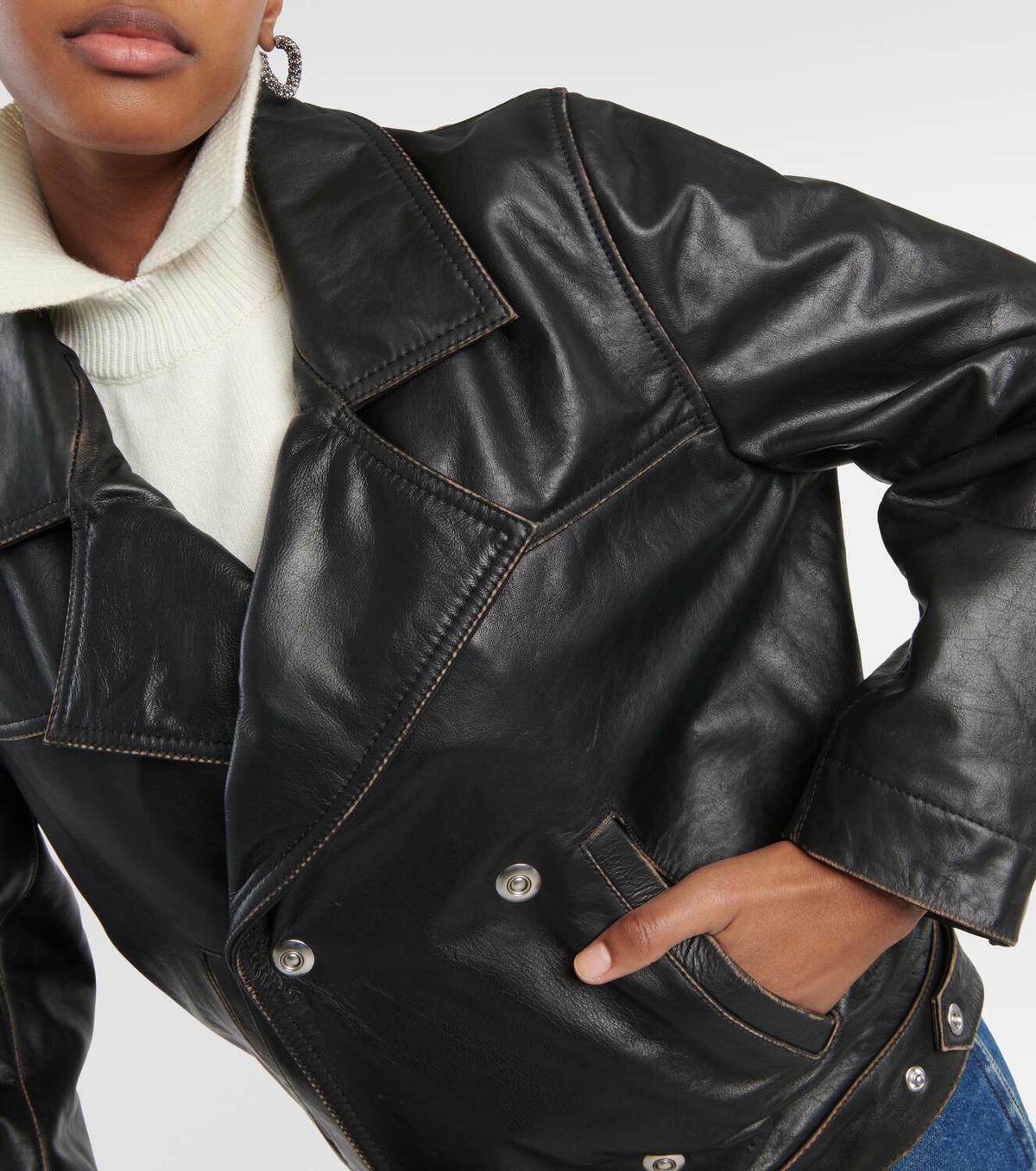 Victoria Beckham Oversized leather jacket Victoria Beckham