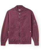 Brunello Cucinelli - Garment-Dyed Herringbone Cotton-Blend Bomber Jacket - Pink