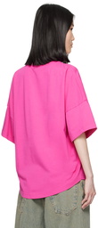 Palm Angels Pink Neck Logo T-Shirt