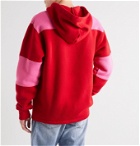 Acne Studios - Oversized Logo-Appliquéd Striped Fleece-Back Cotton-Jersey Hoodie - Red