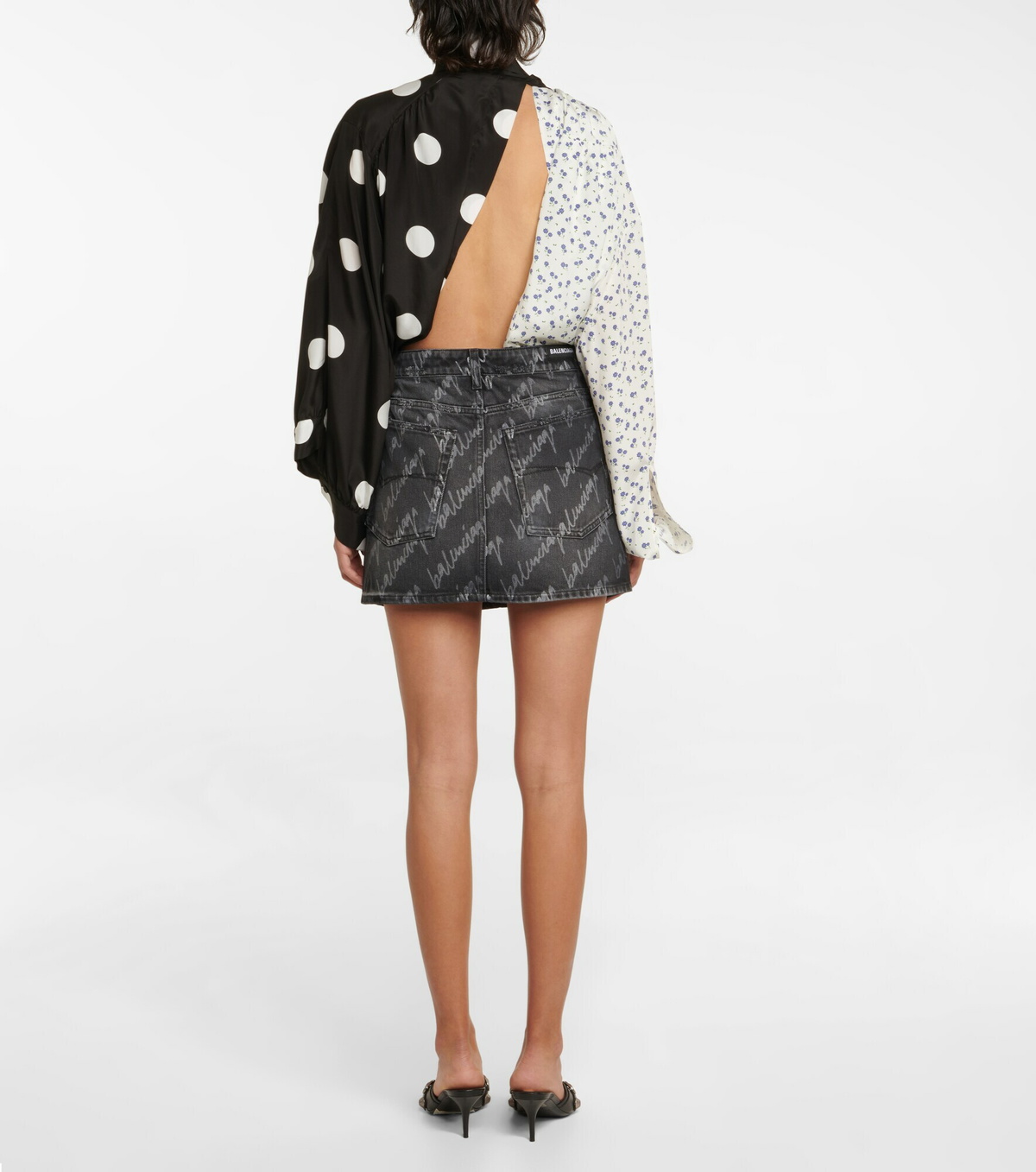 Balenciaga Women's Cotton Miniskirt Grey