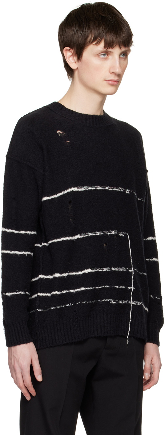 Isabel Benenato Black & White Striped Sweater