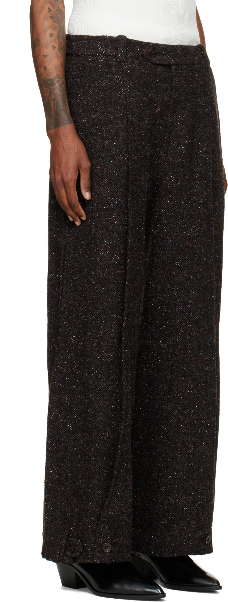 NULLUS Gray Layered Folded Trousers