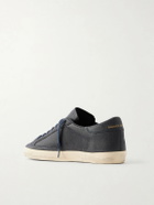 Golden Goose - Super-Star Distressed Full-Grain Leather Sneakers - Blue