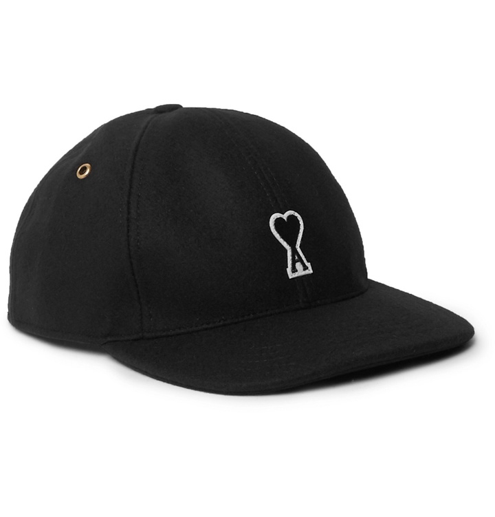 Photo: AMI - Logo-Appliquéd Wool-Blend Cap - Black