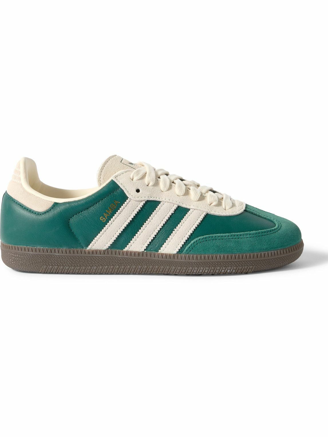 adidas Originals - Samba OG Suede-Trimmed Leather Sneakers - Green adidas  Originals