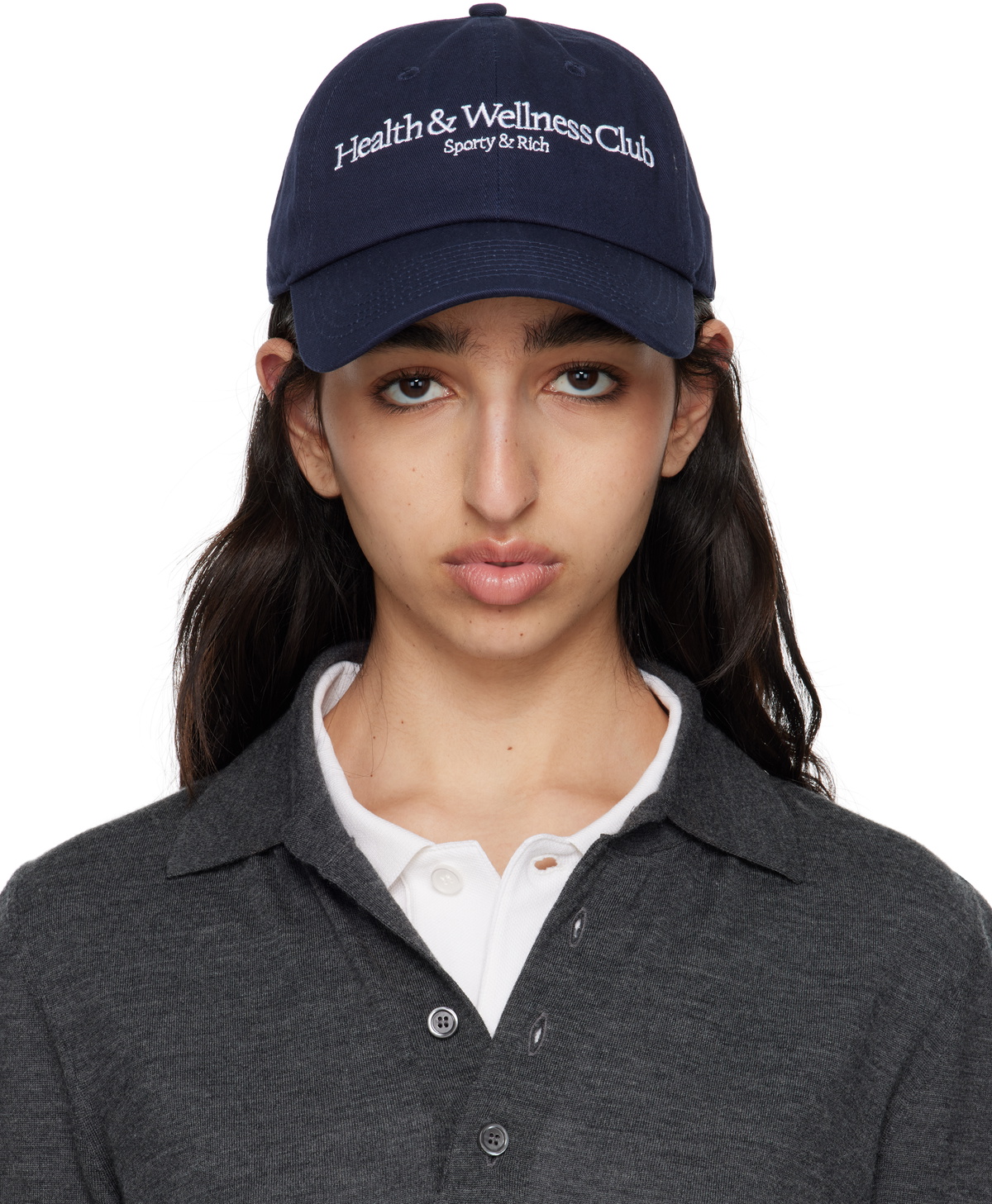 Sporty & Rich White & Navy Vendome Cap Sporty & Rich