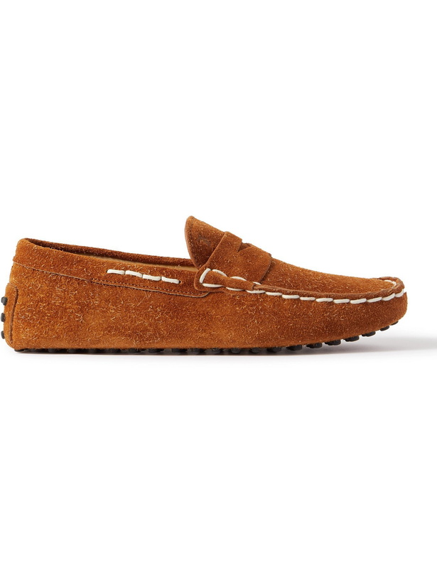 Photo: TOD'S - Gommino Contrast-Stitched Suede Driving Shoes - Brown - UK 6