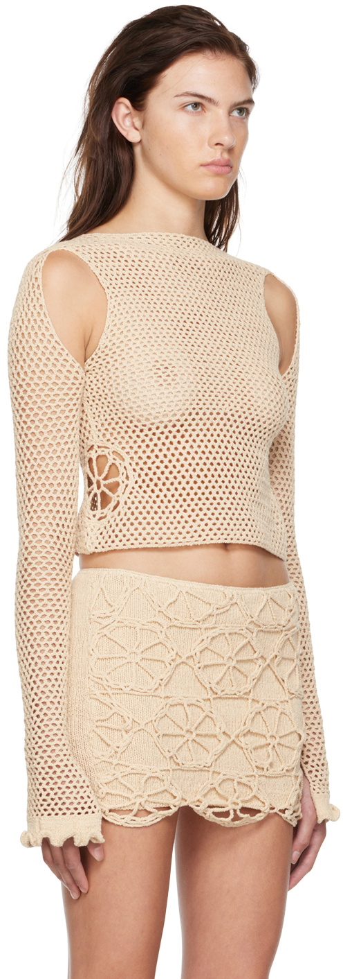nastyamasha SSENSE Exclusive Beige Crocheted Sweater