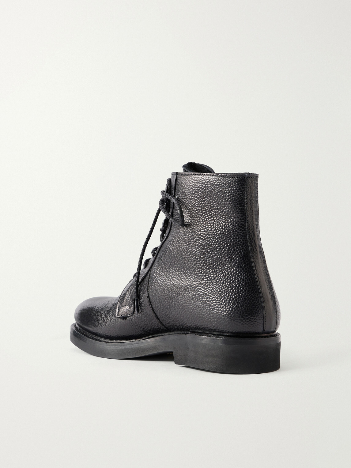 Mr P. - Shearling-Lined Full-Grain Leather Lace-Up Boots - Black
