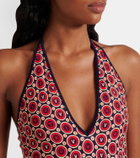 Valentino Printed belted swimsuit