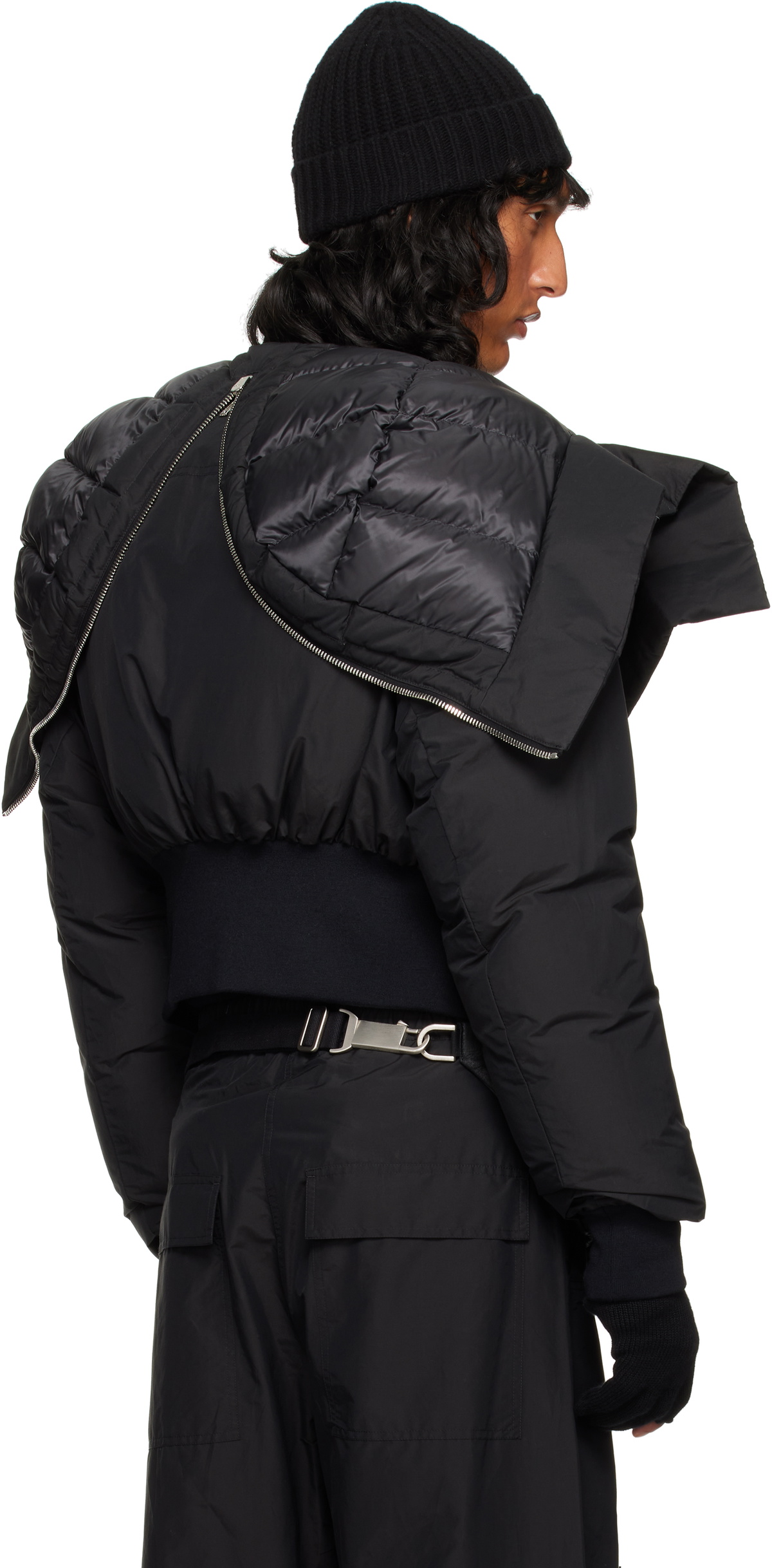 RICK OWENS MONCLER モンクレール Alice フードショートダウン RICK OWENS + Moncler Alice hooded appliquéd cotton-blend